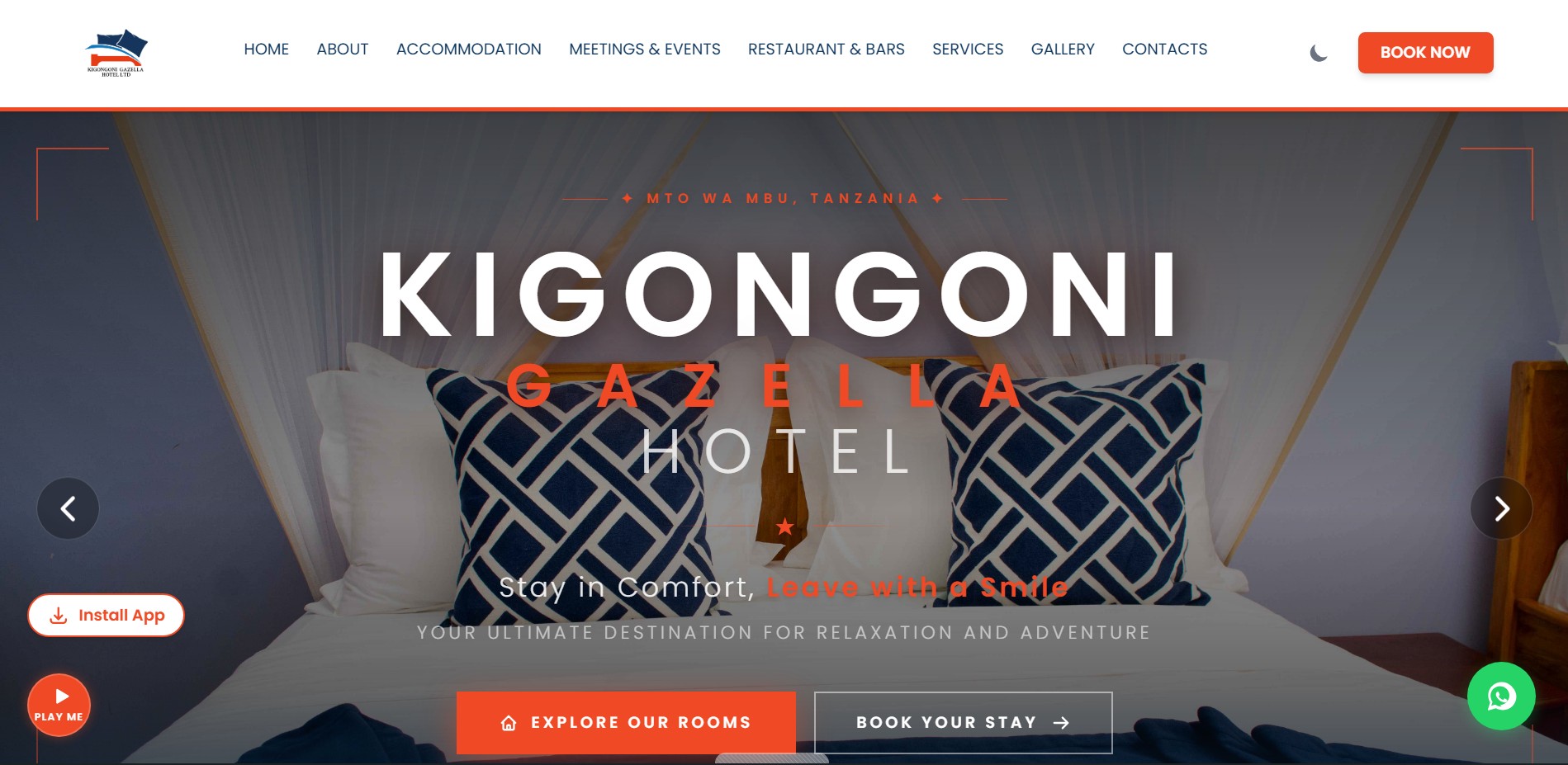 Kigongoni Gazella Hotel Website